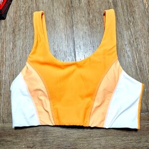 Wilo The Label Women’s colorblock scoop Sport bra Orange White Size S Yoga Gym